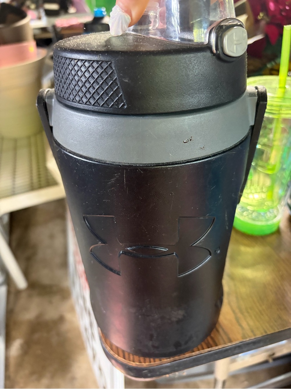 Under Armour Black and Gray Insulated Sports Bottle with Flip Spout